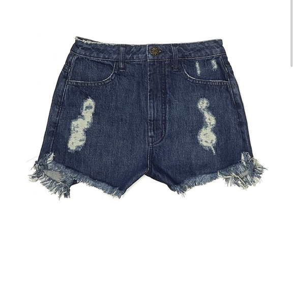 Show Me Your MuMu Pants - Show Me Your Mumu Houston Dark Wash Distressed High Rise Shorts Women’s 25